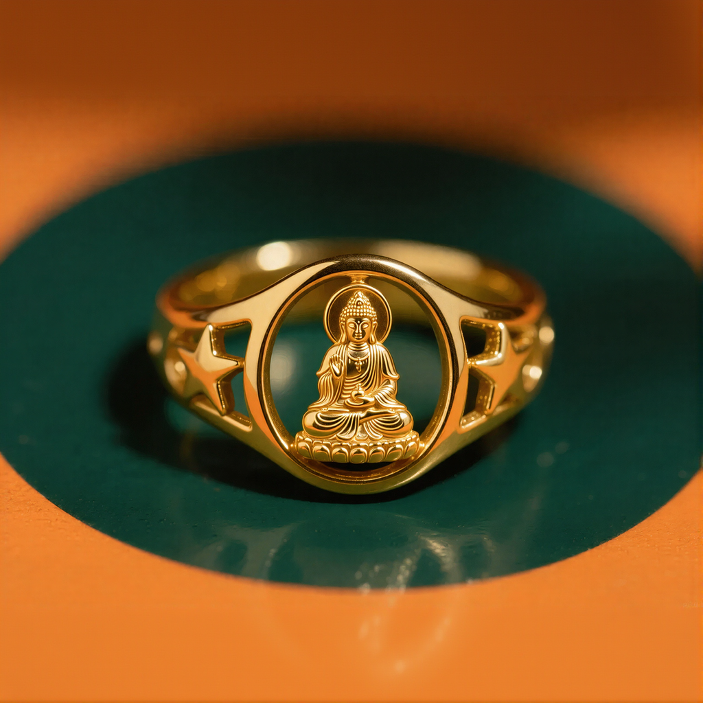 Buddha Statue Star Ring