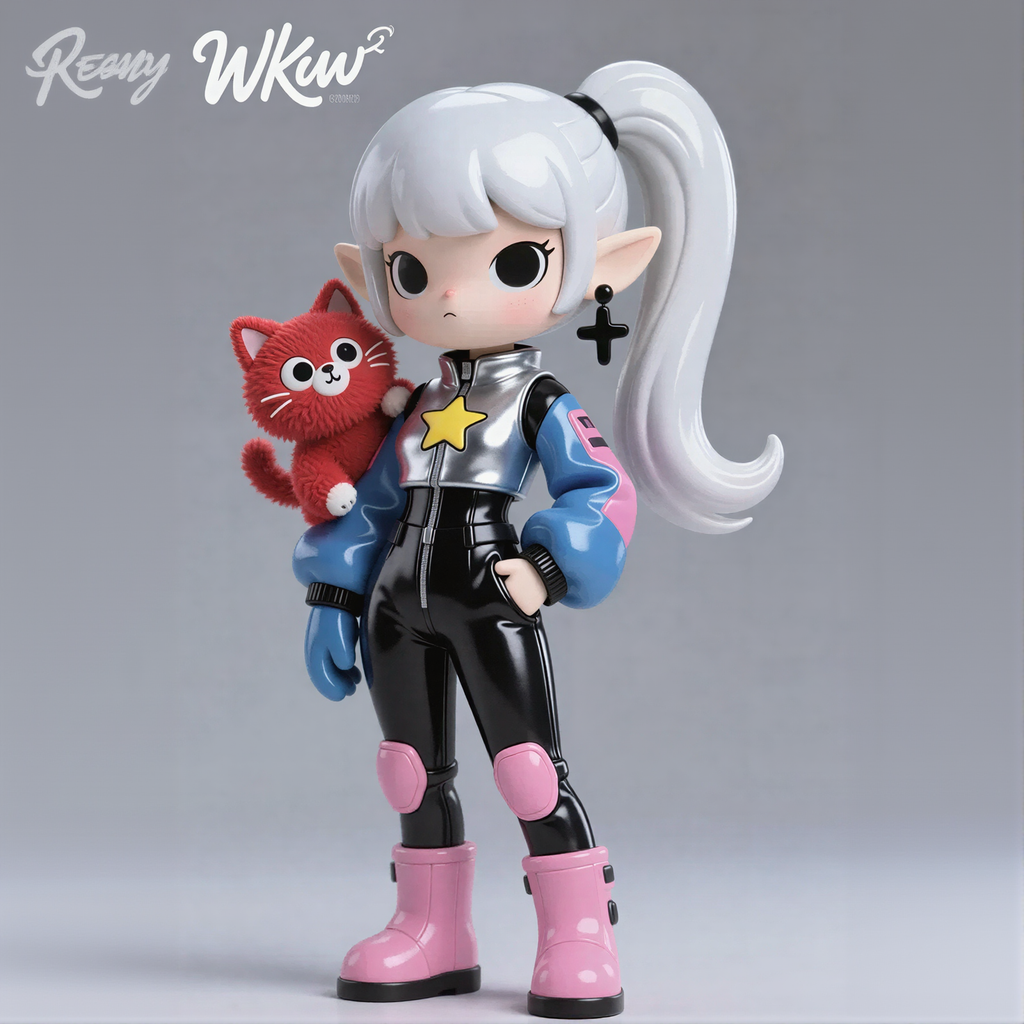 Trendy Girl and Cat Figure