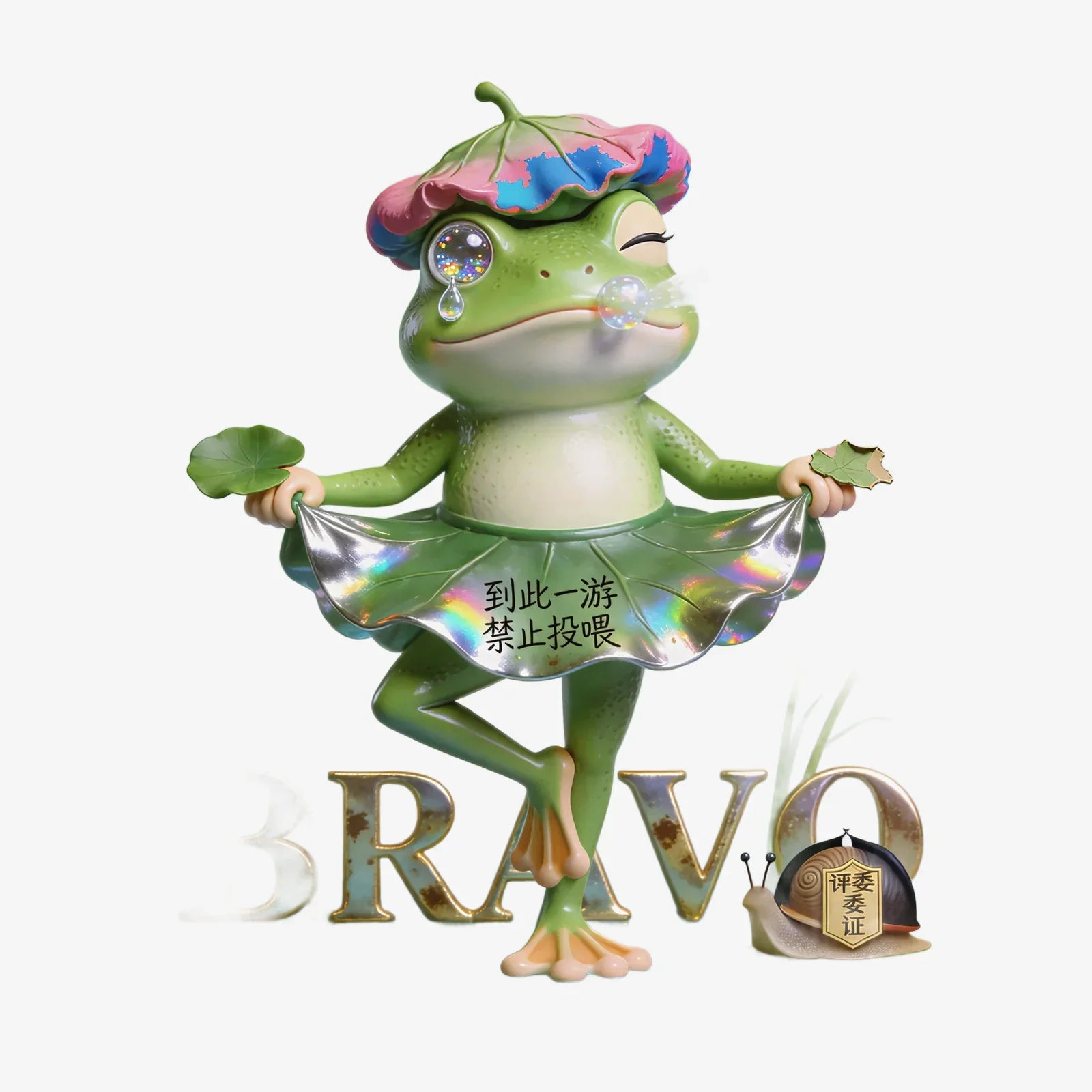 Lotus Leaf Skirt Frog Figure