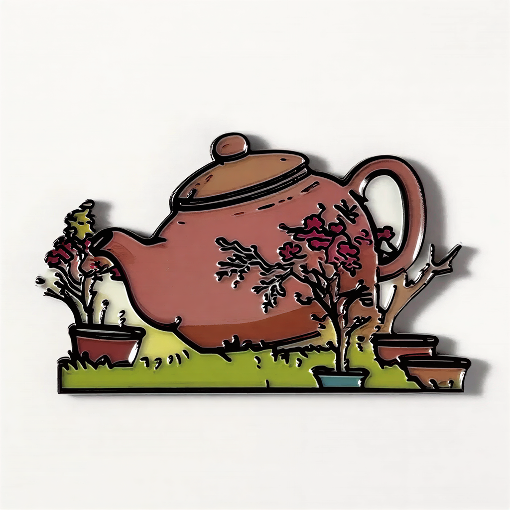 Teapot Flower Scene Fridge Magnet