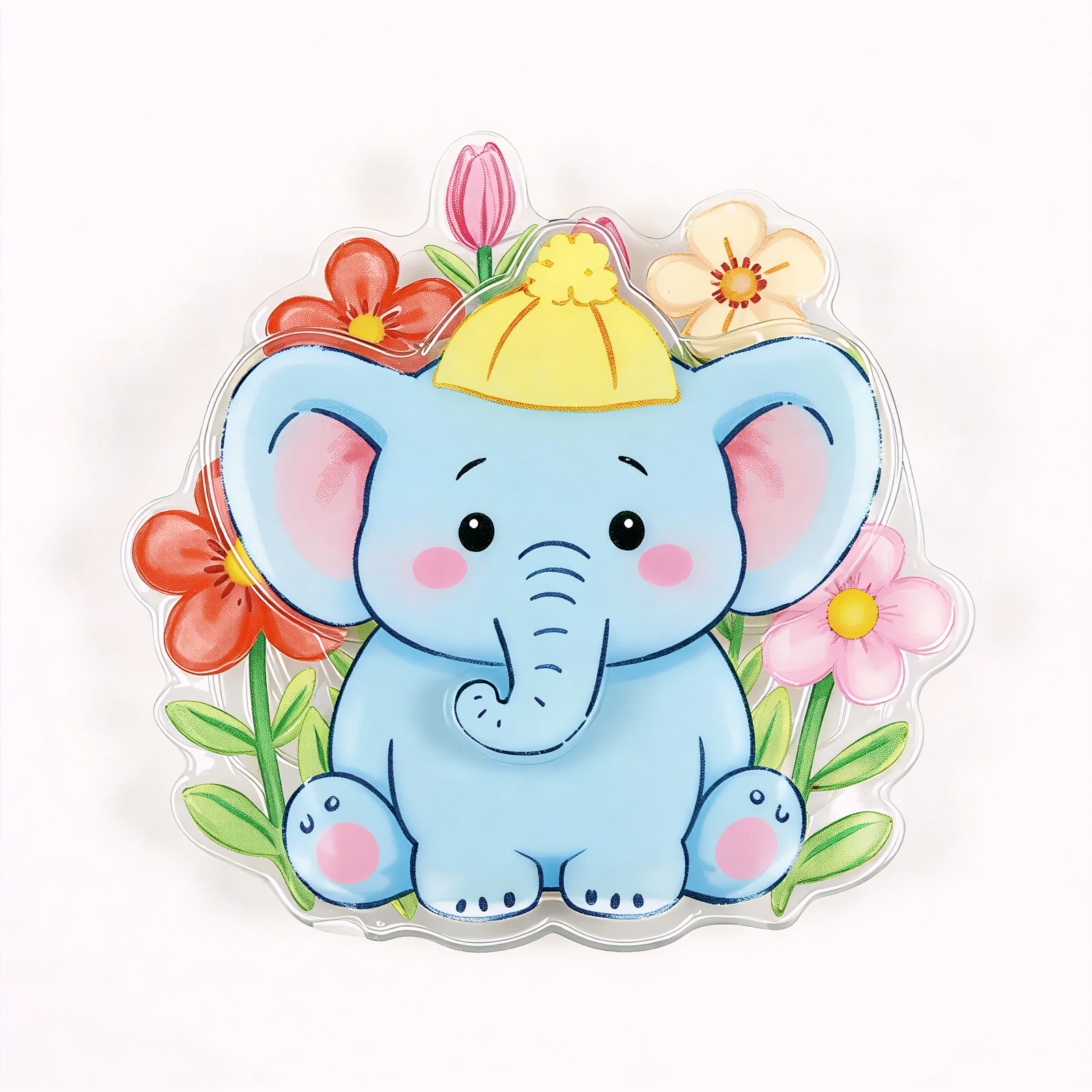 Cute Elephant in Flower Fun Phone Grip Stand