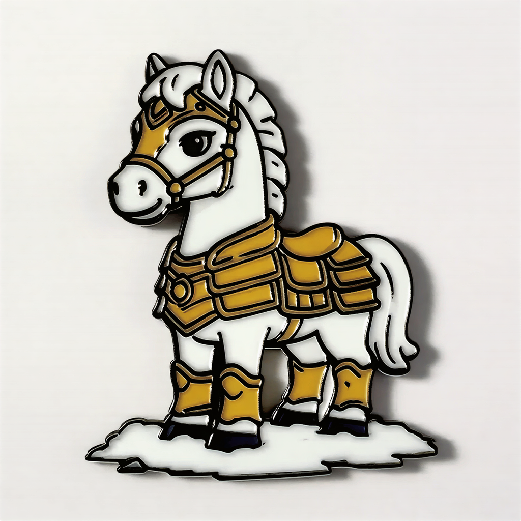 Armored White Horse Fridge Magnet