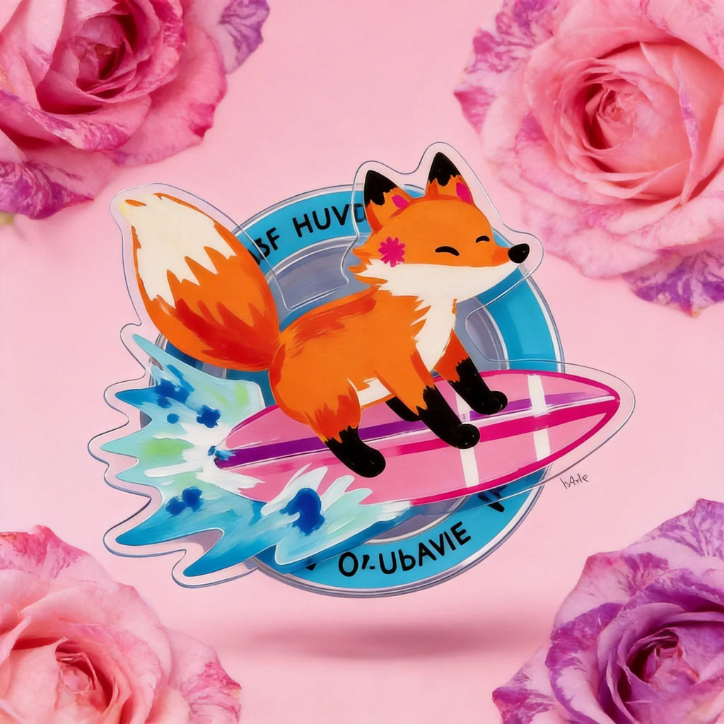 Surfing Little Fox Phone Grip Stand