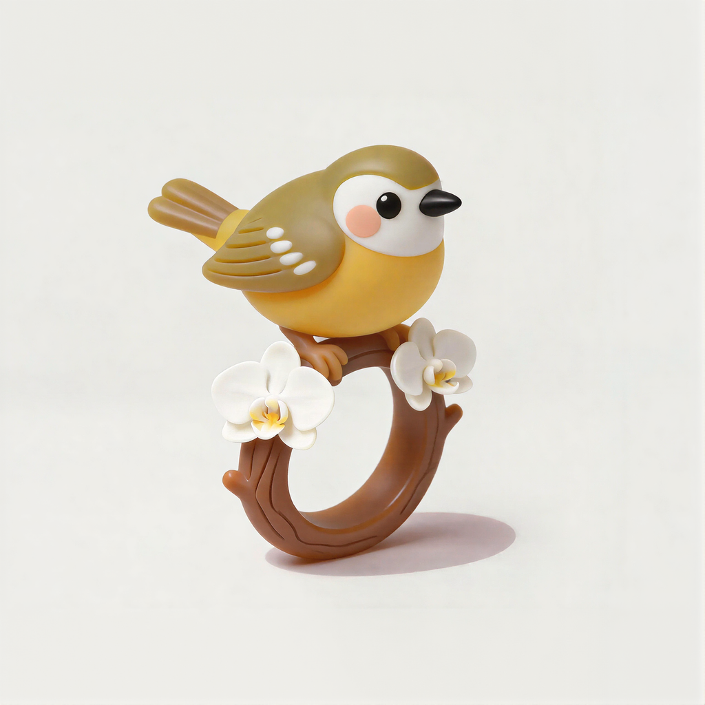 Cute Bird With Flower Ring