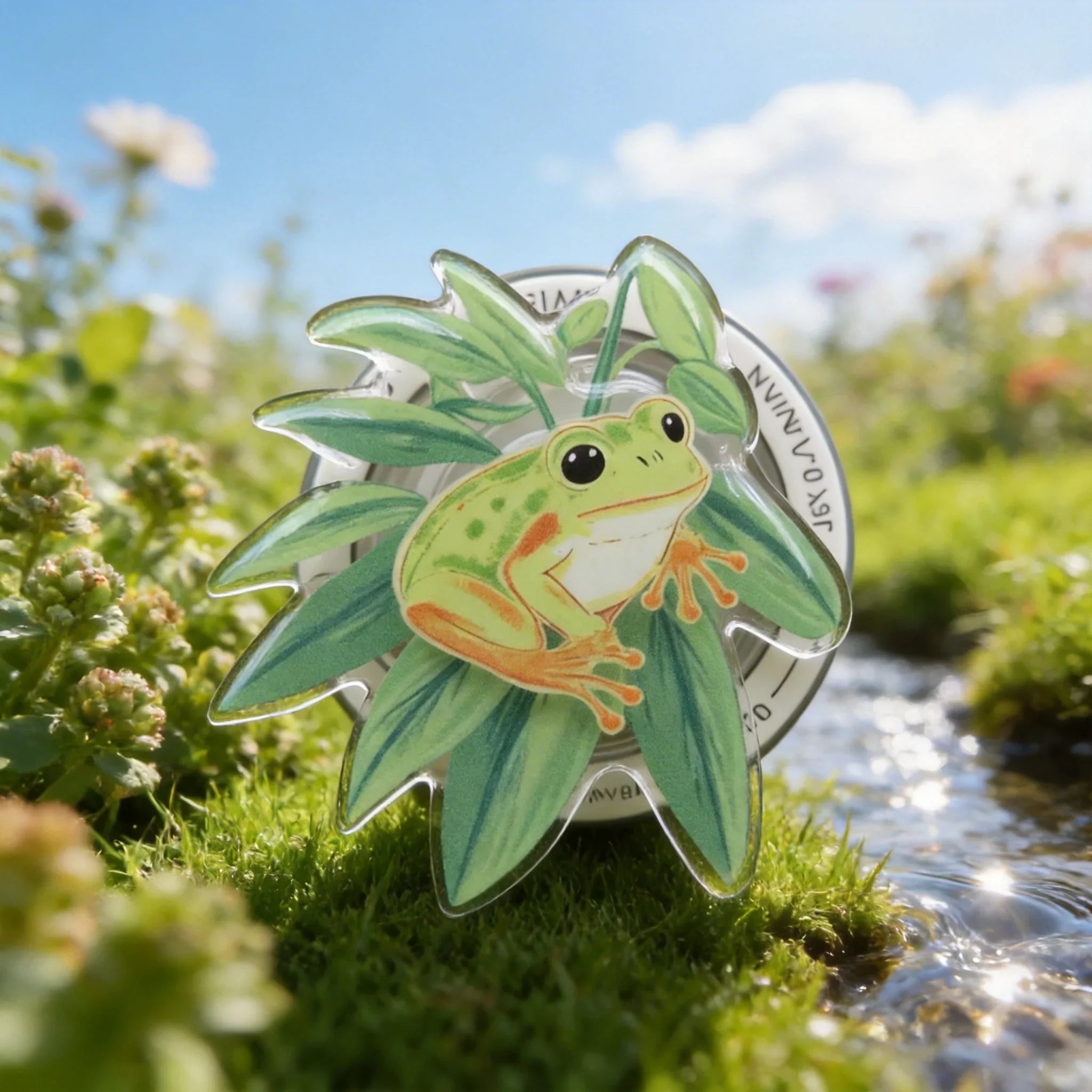 Green Plant Frog Phone Grip Stand