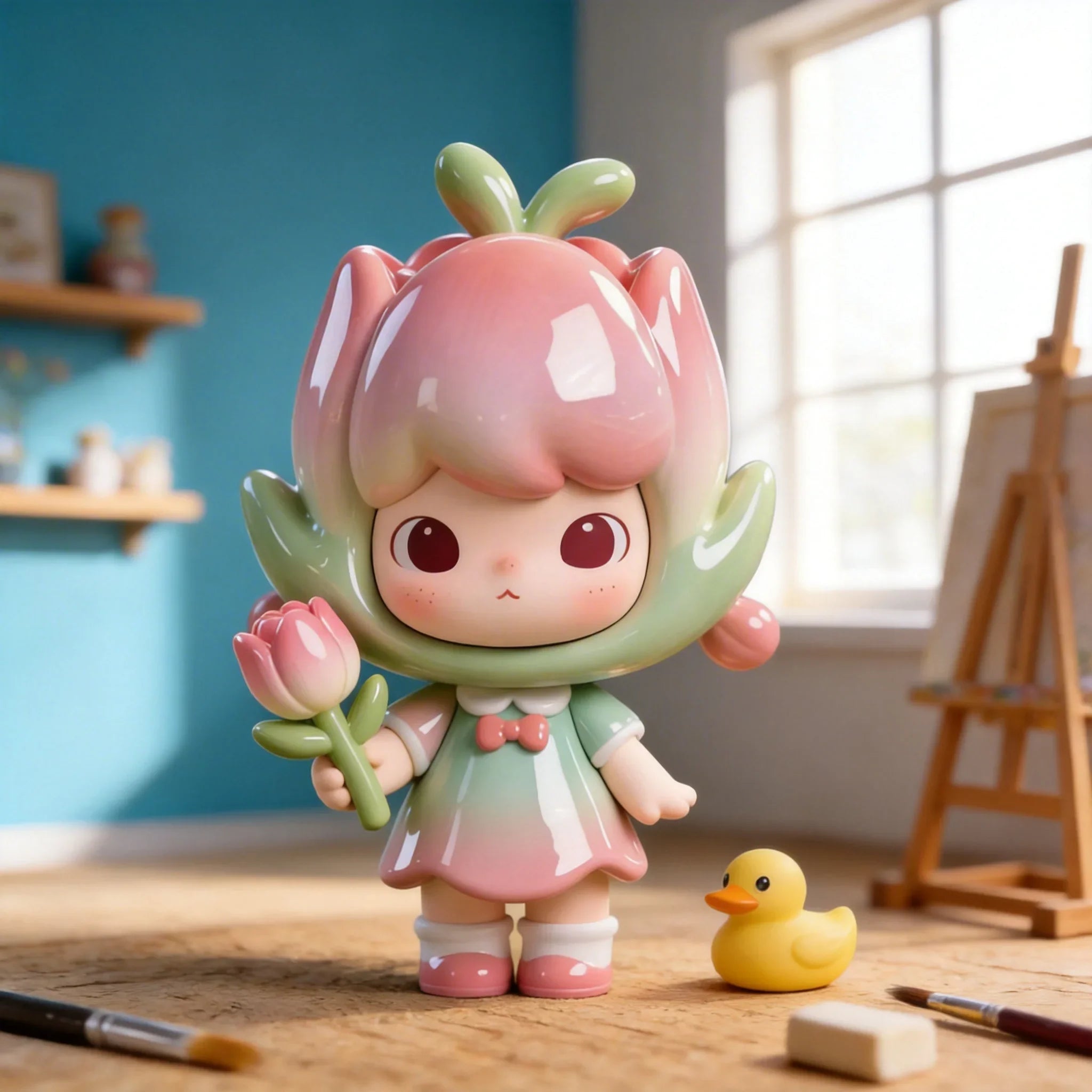 Pink Flower Shape Figurine