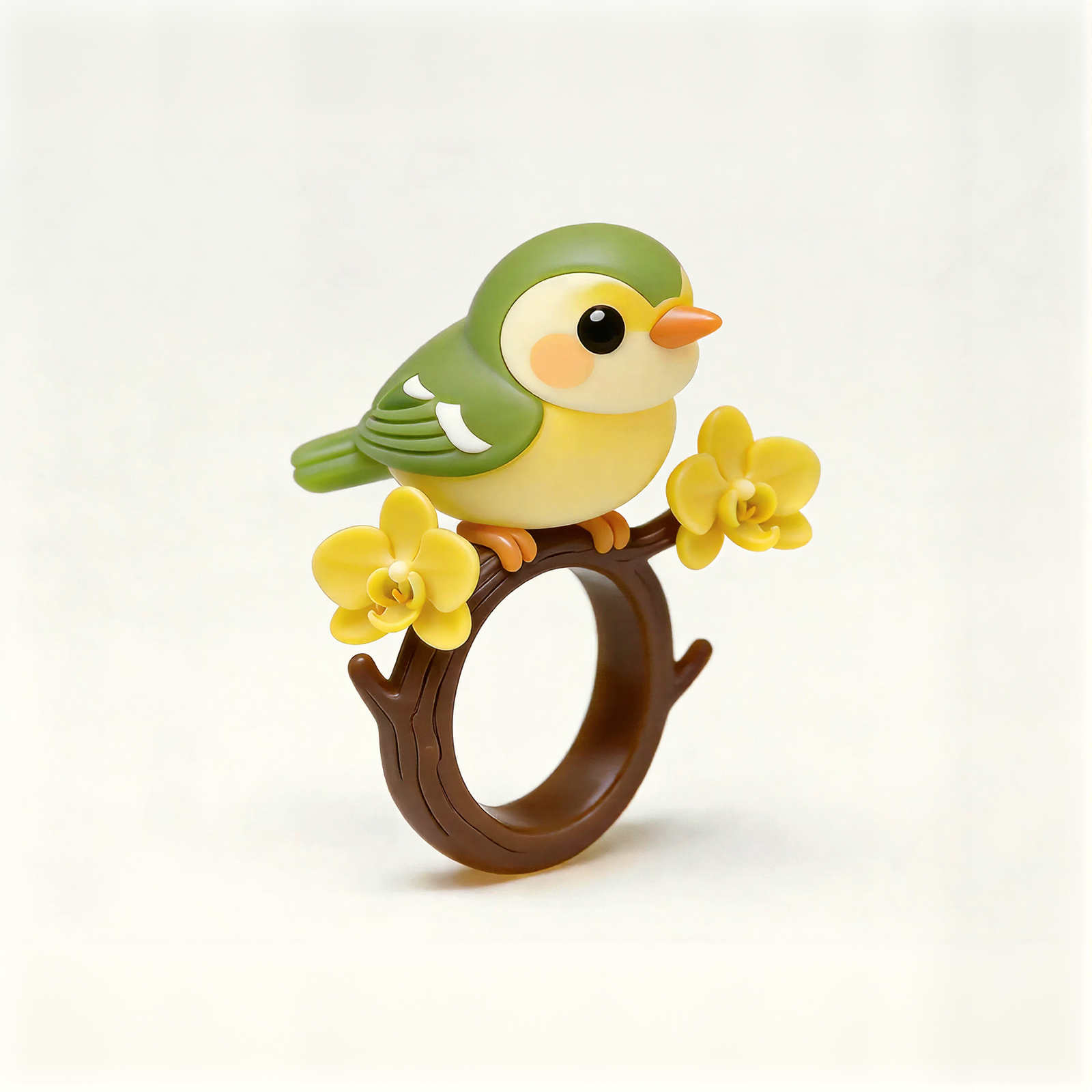 Cute Bird Yellow Flower Ring