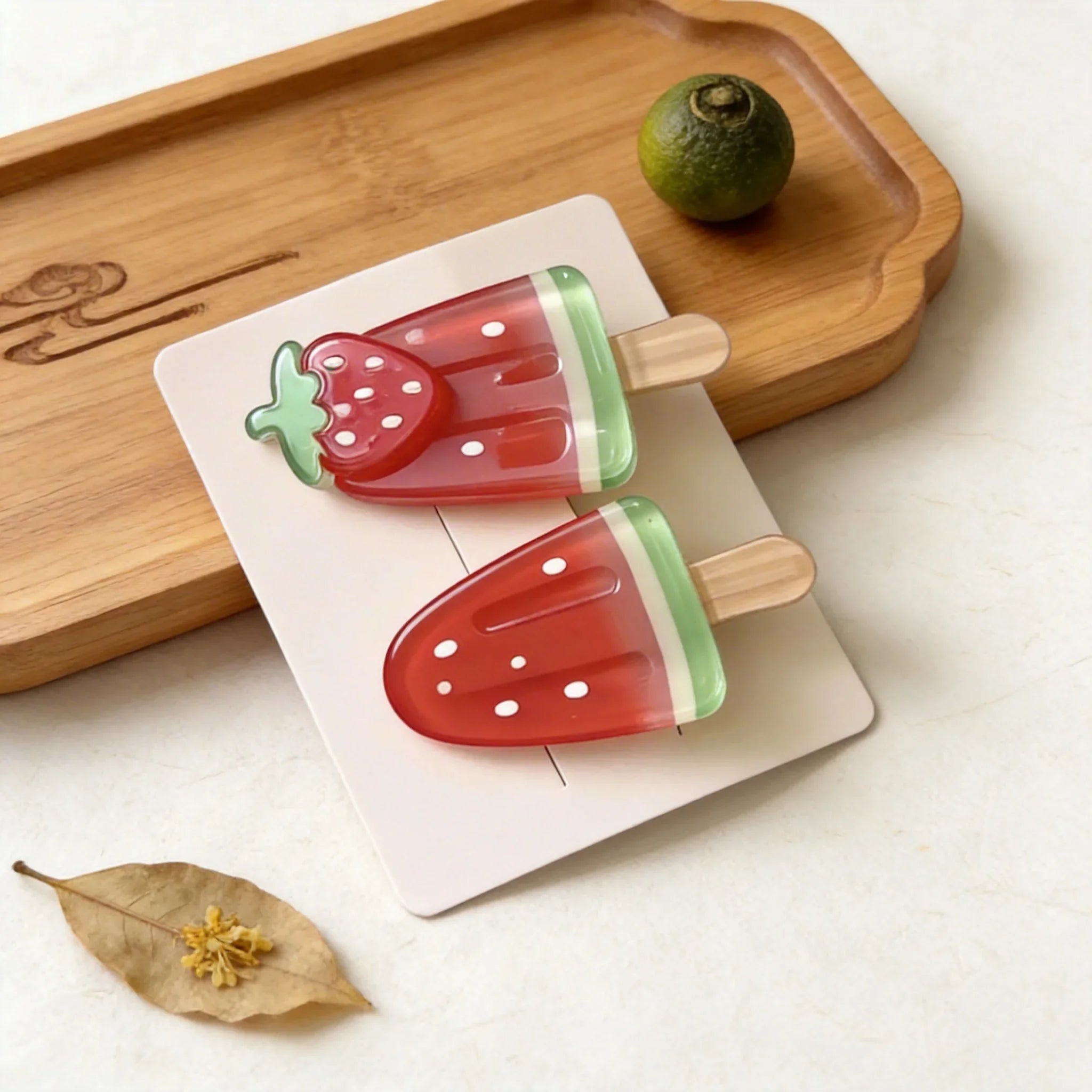 Strawberry Popsicle Hair Clip