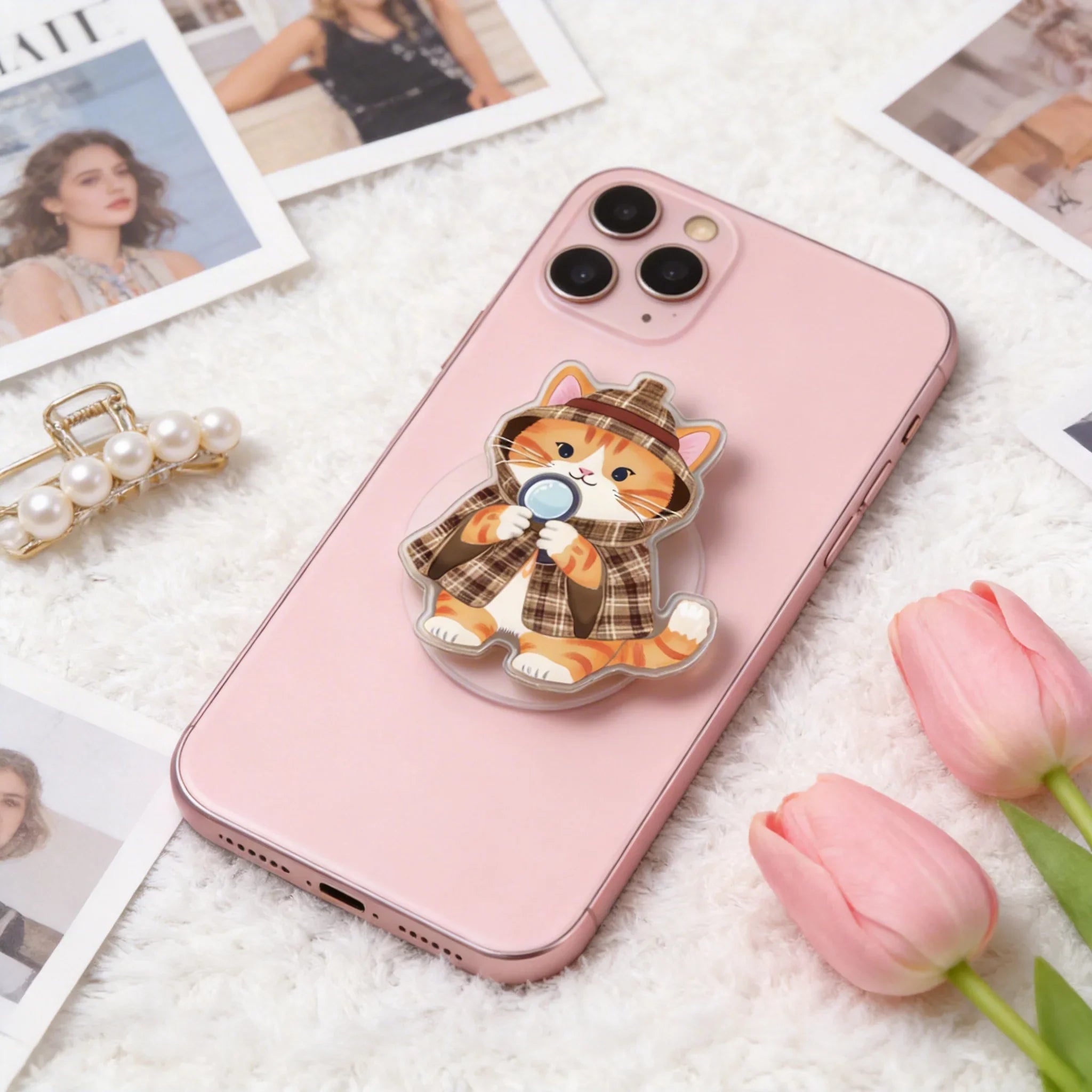 Detective Style Cat Phone Grip Stand