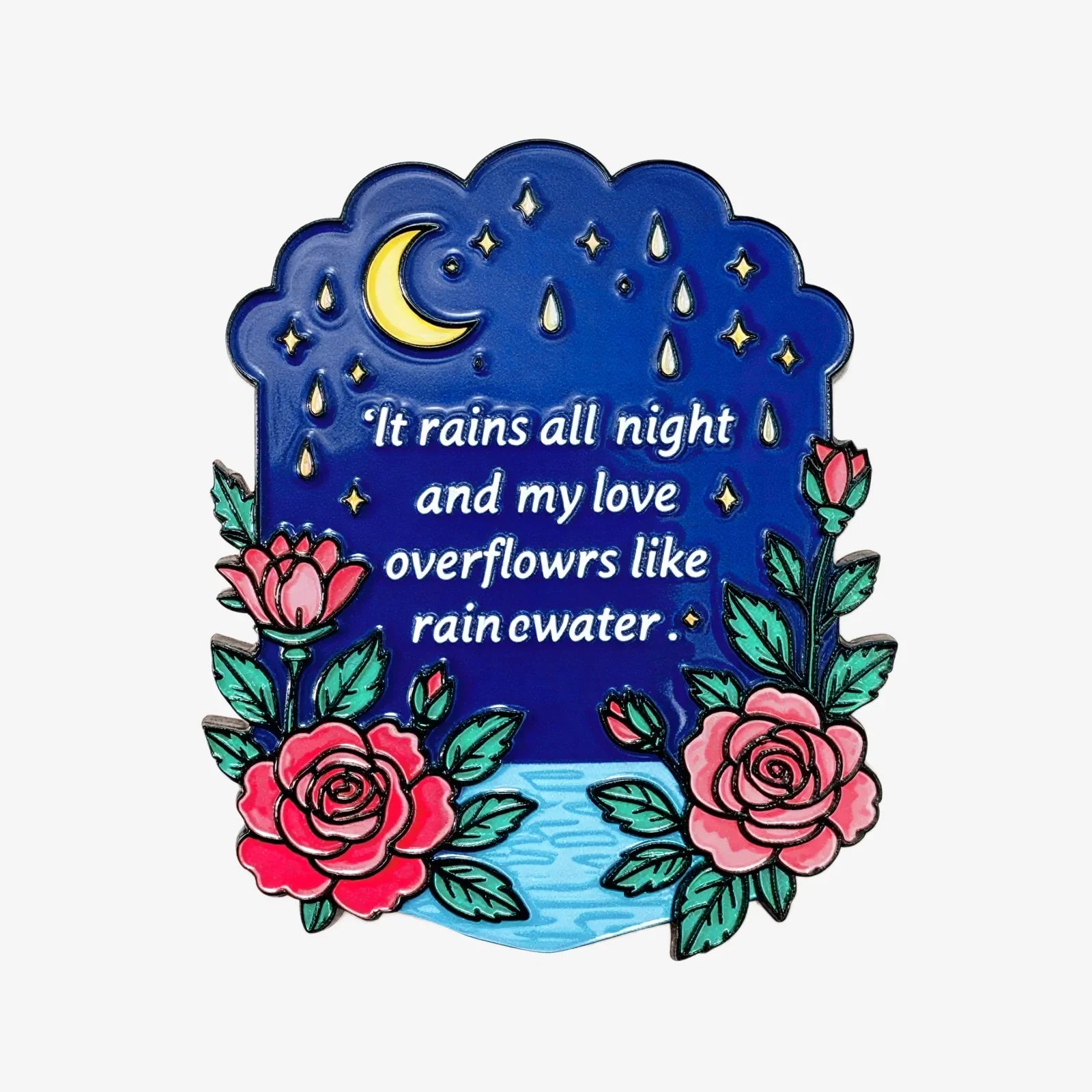 Rose Love in Rainy Night Fridge Magnet