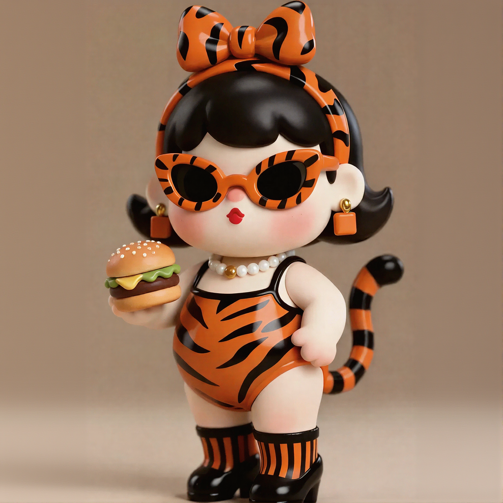 Tiger Stripes Fashion Cute Girl Figure