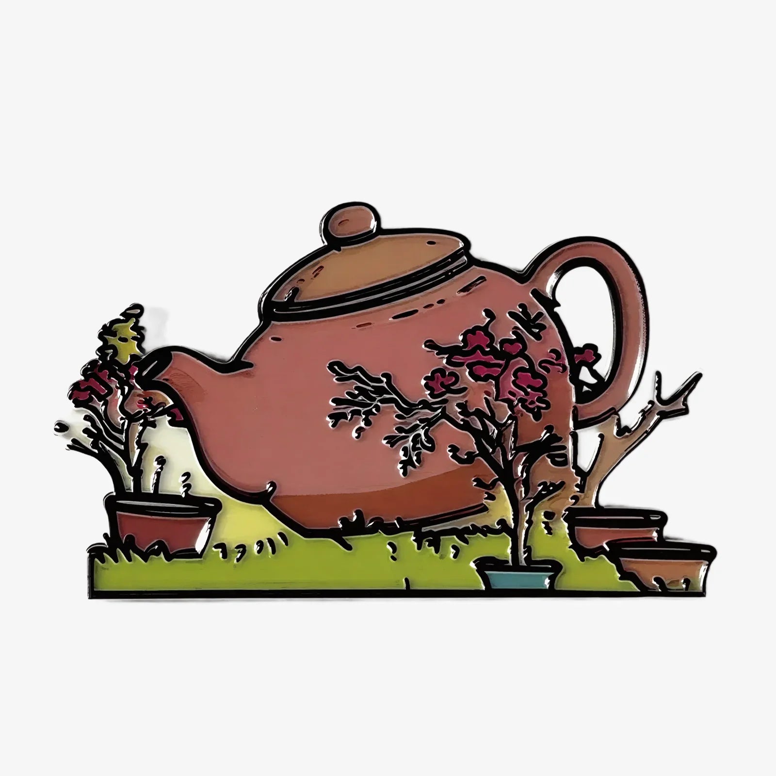 Teapot Flower Scene Fridge Magnet