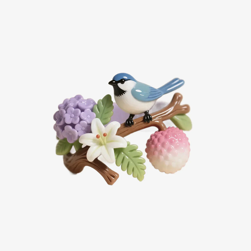 Fresh Floral And Bird Scene Rings