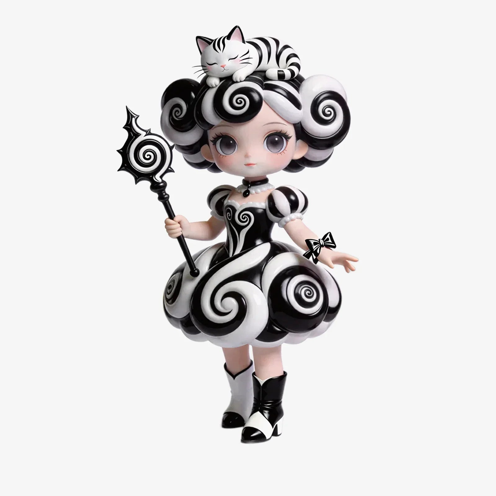 Black and White Swirl Puff Skirt Figure