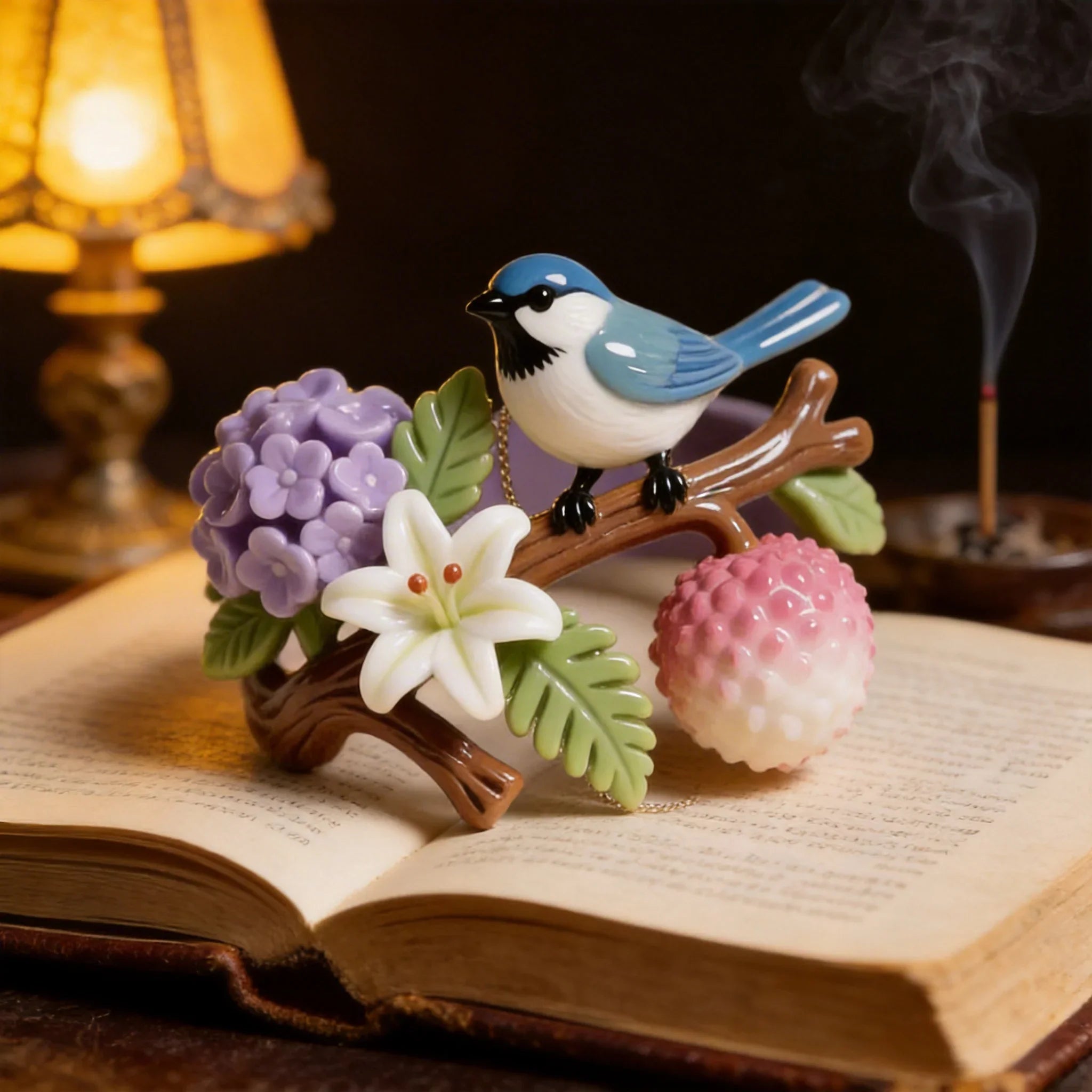 Fresh Flower & Bird Scene Ring