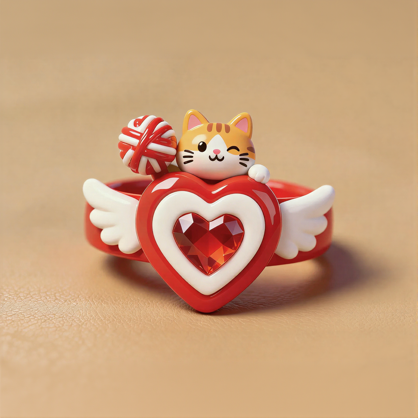 Heart-Shaped Cute Cat Rings