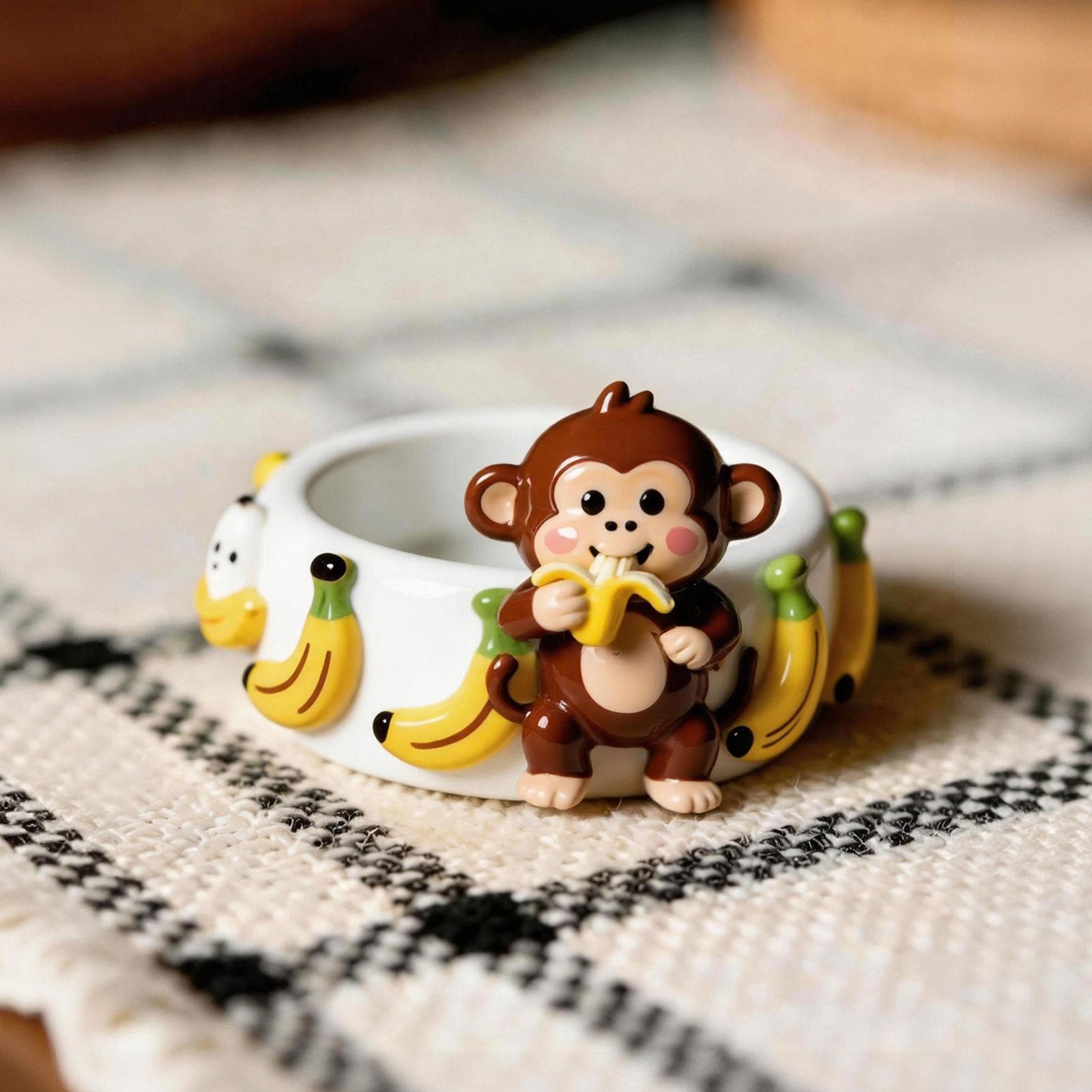 Cute Monkey And Banana Rings